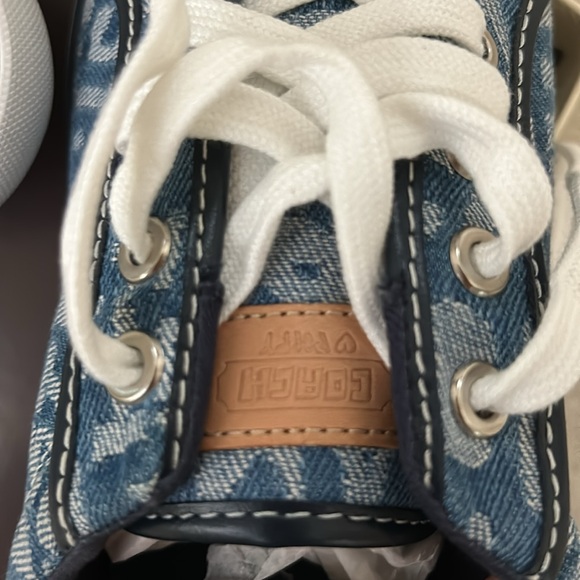 🆕 Coach Barrett Leather Canvas Fashion Sneakers Blue Women's US 8B - Picture 6 of 9